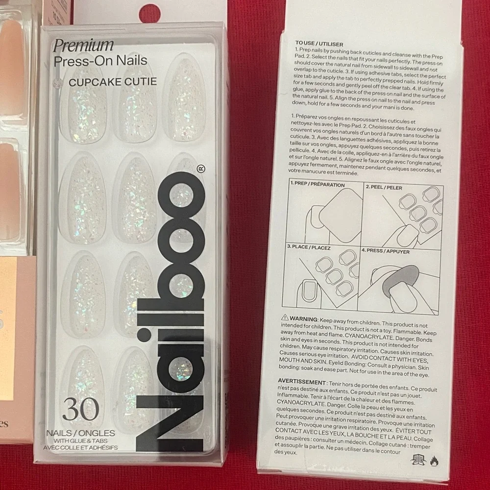 Press-On Nail Sets - Pink/Nude/glitter & glue